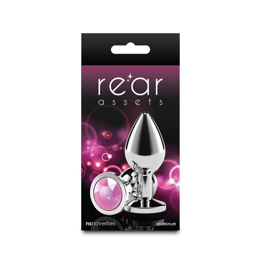 Rear Assets Silver Medium Pink Gem Plug
